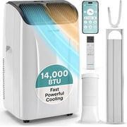 SereneLife 14,000 BTU Portable Air Conditioner with Heat & Wi-Fi   Portable AC Unit with Dehumidifier, Fan Modes & Window Kit for Rooms up to 650 Sq Ft