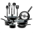 thumbnail image 1 of SereneLife 15 Piece Pots and Pans Non Stick Kitchenware Cookware Set, Black, 1 of 7