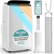 SereneLife 16000 BTU Inverter Portable Air Conditioner & Heater with Wi-Fi   Dual Hose AC Unit with Dehumidifier, Fan Modes, Window Kit & Smart Control White