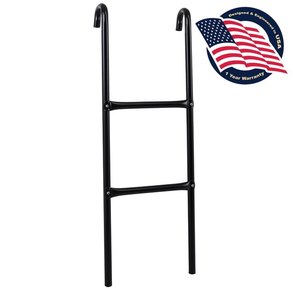 SereneLife 2 Step Weather Resistant Galvanized Steel Trampoline Climbing Trampoline Safety Ladder 13.0’’ x 4.7’’ x 39.8’’ -inches