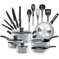 thumbnail image 1 of SereneLife 20-Piece Set Gray Kitchenware Pots & Pans Cookware, Black Non-Stick Coating Inside, 1 of 6