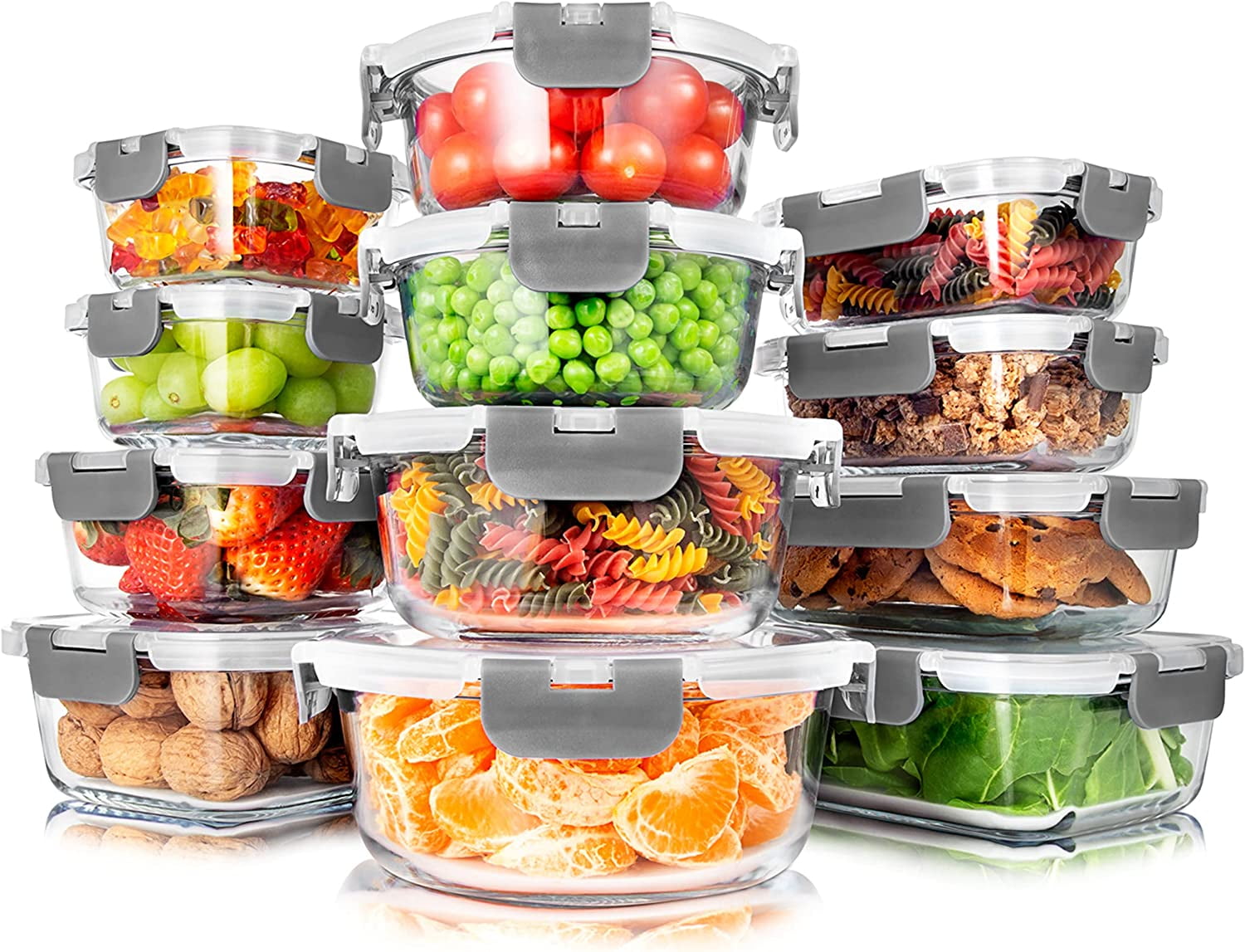 VERONES 24 Pieces Glass Food Storage Containers Set