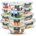thumbnail image 1 of SereneLife 24 Piece Glass Storage Containers with Lids, 12 Pack Glass Meal Prep Container Set for Lunch, Kitchen Storage, Food Storage, Leak Proof, Freezer Safe and Dishwasher Safe, Gray, 1 of 7
