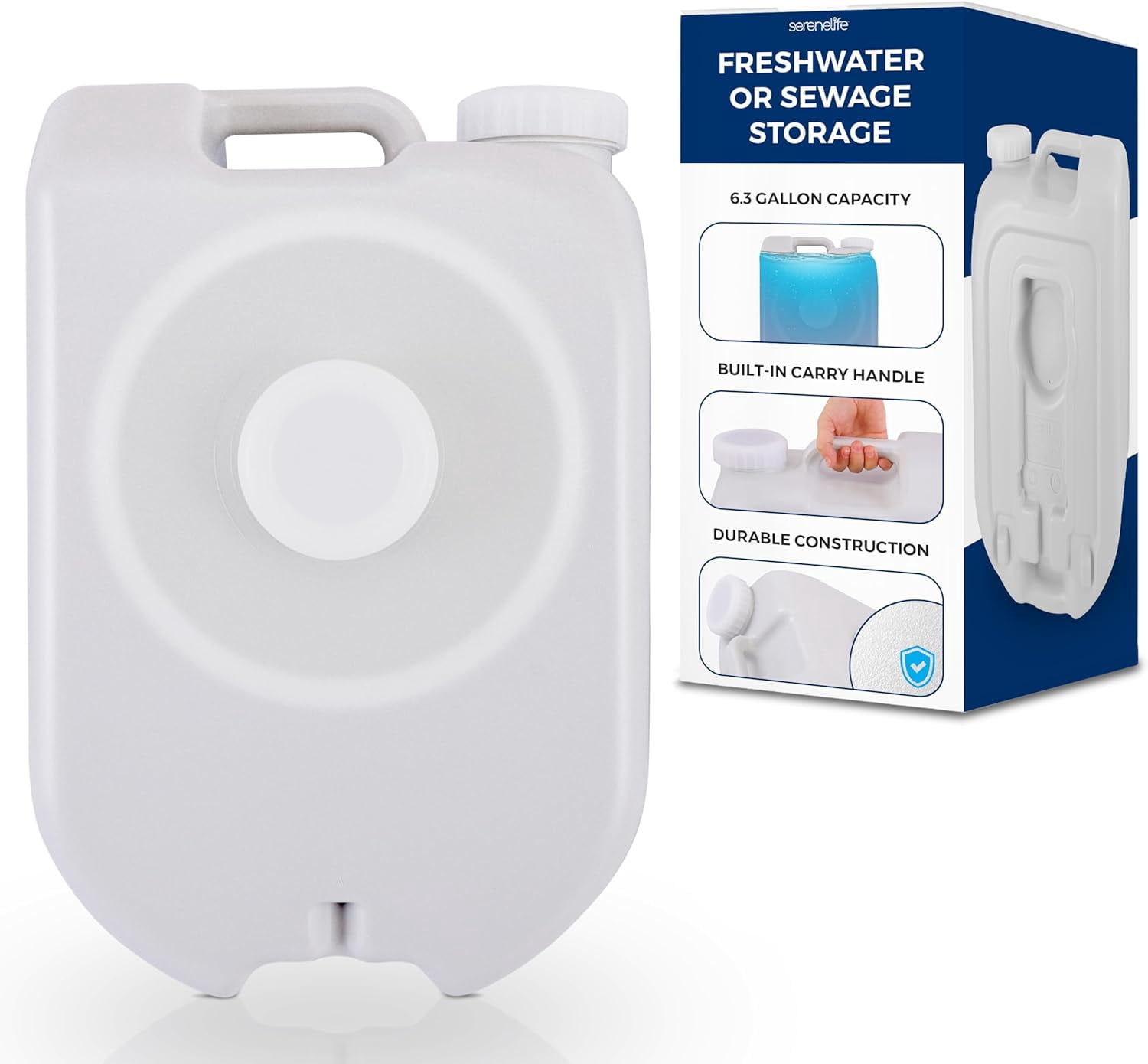 SereneLife 24L Compact Portable Water Tank - Non-toxic Water Container Reservoir W/ Carry Handle