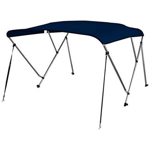 SereneLife 3 Bow Bimini Top - 2 Straps and 2 Rear Support Poles with Marine-Grade 600D Polyester Canvas (Navy Blue)