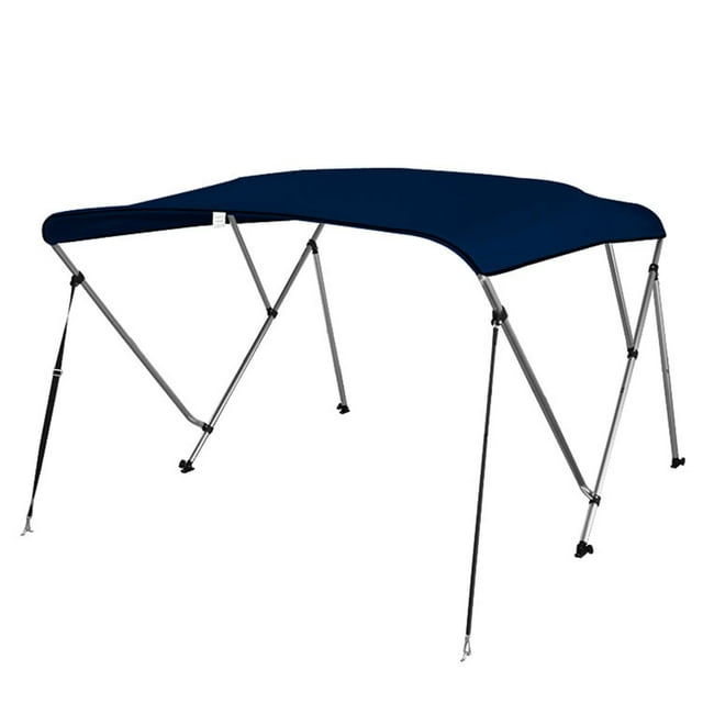 SereneLife 3 Bow Bimini Top Boat Cover 72"L x 54-60" W x 46" H, Aluminum Frame, Waterproof & UV-Resistant, Front Straps, Rear Arms & Free Storage Boot Navy Blue