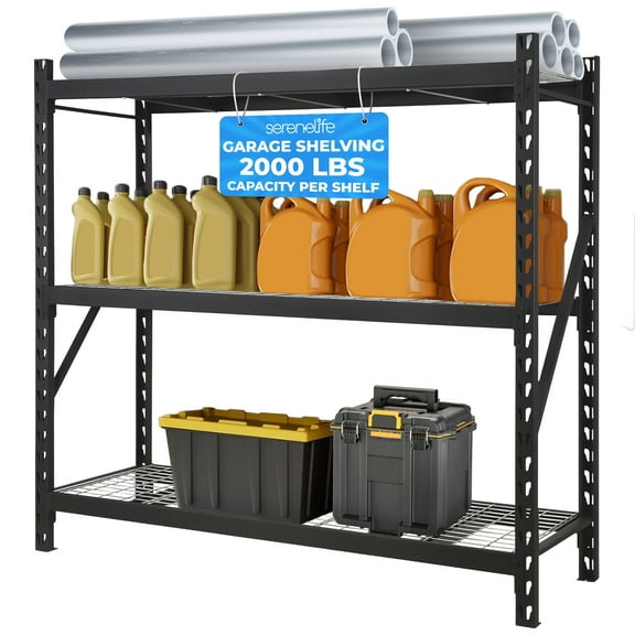 SereneLife 3-Tier Metal Garage Shelving