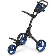 SereneLife SLG3W - Foldable 3-Wheel Golf Push Cart - New Deluxe Scorecard Holder, Upper & Lower Brackets with Elastic Strap