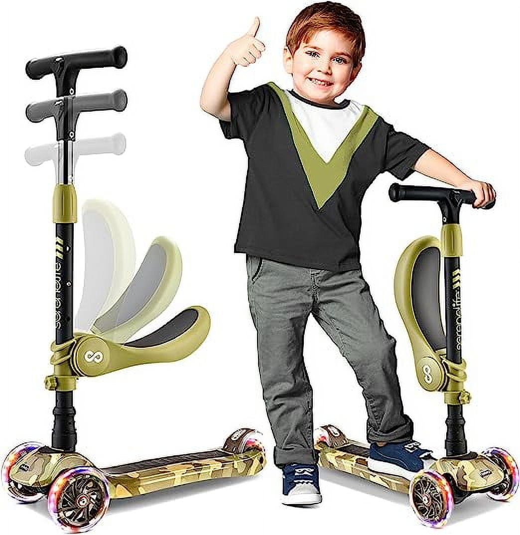 SereneLife 3 Wheeled Adjustable Scooter for Kids 2in1 Sit/Stand