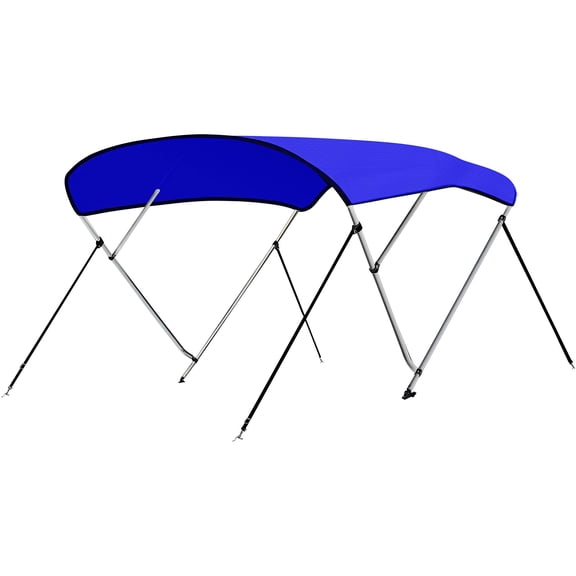 SereneLife 4 Bow 79-84 Inch Bimini Top Boat Cover with Double Walled Frame, Blue