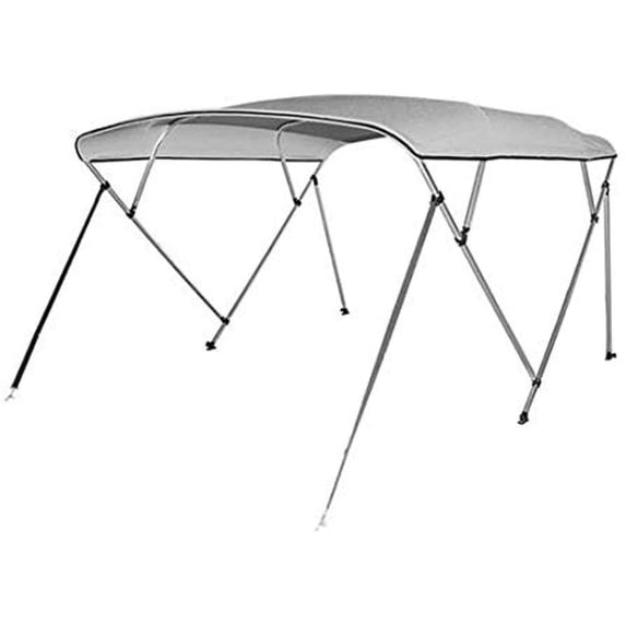 SereneLife 4 Bow Bimini Top - 2 Straps and 2 Rear Support Poles with Marine-Grade 600D Polyester Canvas (Gray)
