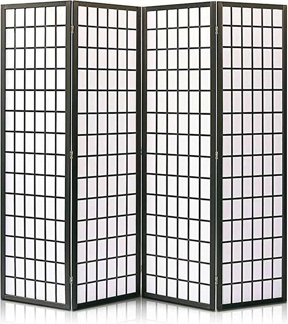 SereneLife 4Panel Classic Japanese Screen Room Divider Portable Freestanding Indoor