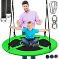 thumbnail image 1 of SereneLife 40” Flying Saucer Swing with Hang Kit and Center Spinner, Hanging Tree Round Circular Play Set w/ Rope Straps, Cushion Padded Metal Frame, Polyester Fabric Seat, for Kids & Adult, 1 of 3