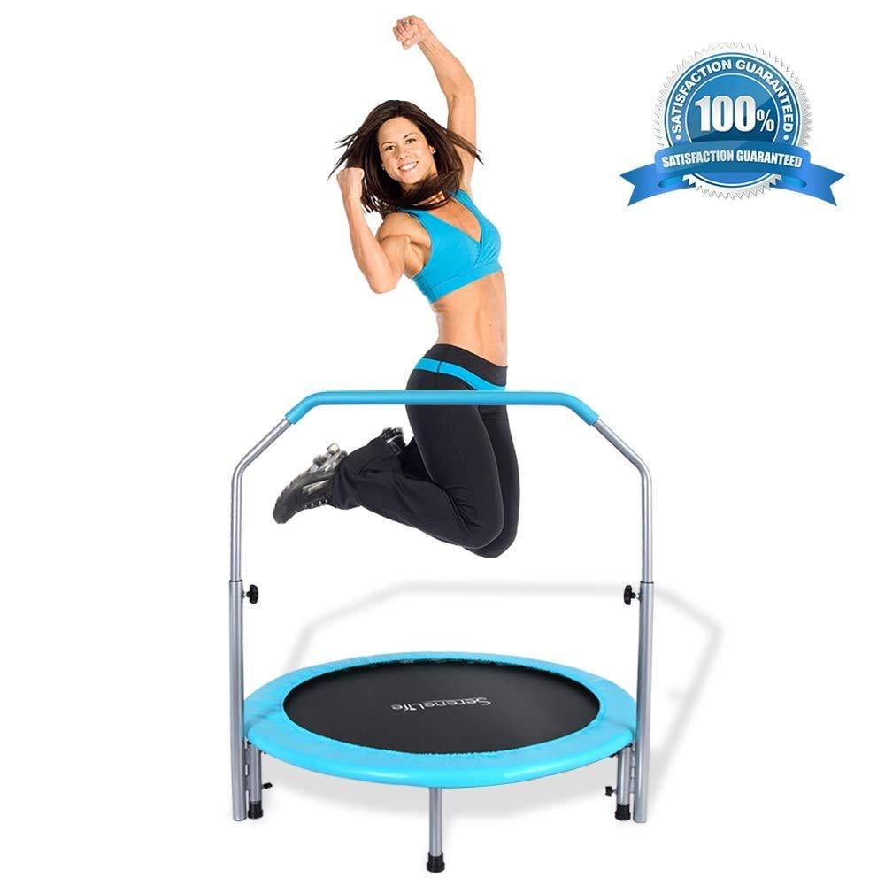 40" Blue Springless Round Fitness Trampoline with Foam Pad