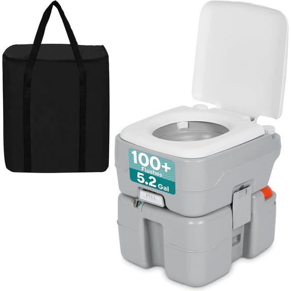 SereneLife 5.2 Gallon Portable Camping Toilet with Carry Bag For Adults, Leak Proof Porta Potty with Detachable Waste Tank and Level Indicator, Suitable for Camping, Hiking, and Boating