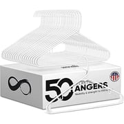 SereneLife 50-Pack Standard Plastic Space Saving Durable Tubular Heavy Duty Clothes Hanger, (White)