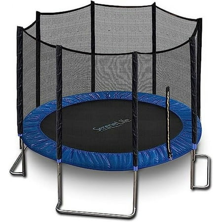 SereneLife 5FT 10FT Exercise Trampoline W/ Enclosure Net Outdoor Jump Rectangle Trampoline, Blue