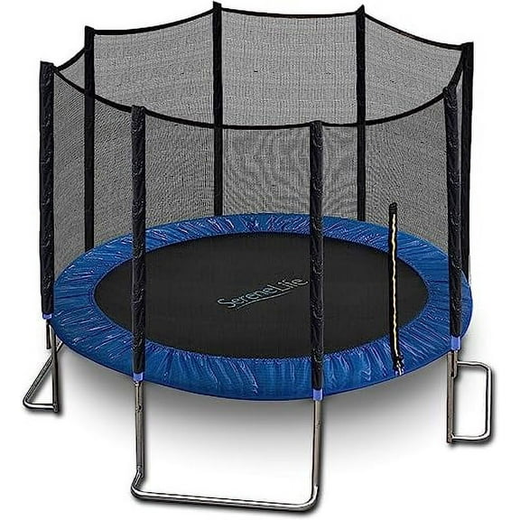 SereneLife 5FT 10FT Exercise Trampoline W/ Enclosure Net Outdoor Jump Rectangle Trampoline, Blue