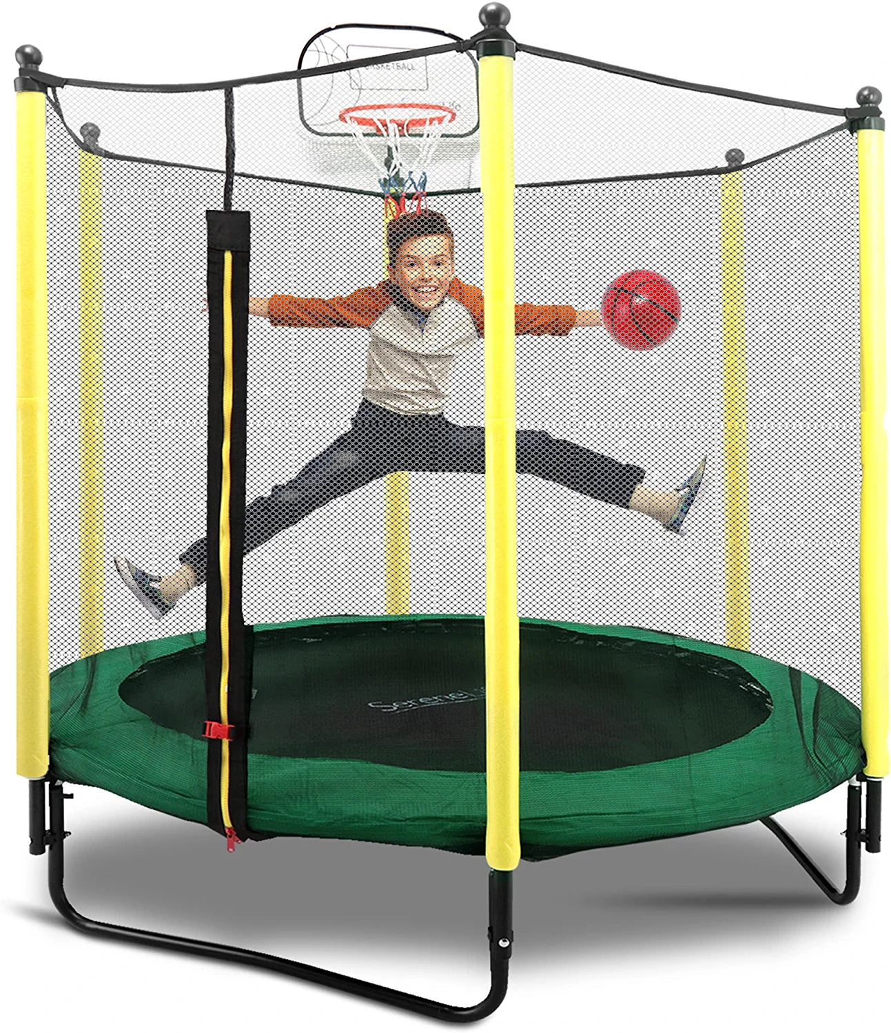 SereneLife 5FT 10FT Trampoline with Enclosure Net Outdoor Jump