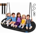 thumbnail image 1 of SereneLife 67" Oval Saucer Swing - Giant Outdoor Swing Set with Universal Hanging Kit, Swinging Seat Spinner with Pillow & Carry Bag, Weatherproof, Water-Resistant, Supports Up to 700 lbs, Black, 1 of 7