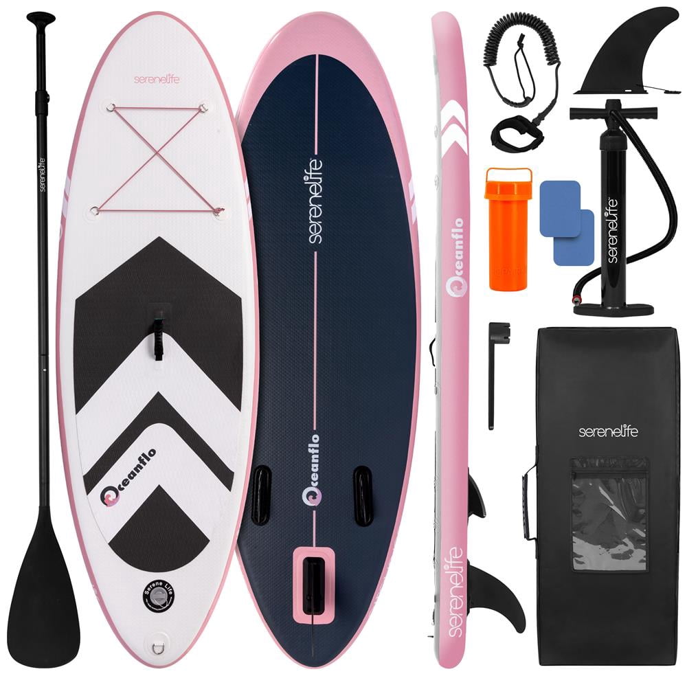 Free-Flow Welded Inflatable Kids Stand-Up Paddle-Board with Single-Action Hand Pump, 3-Shaft Aluminum Paddle