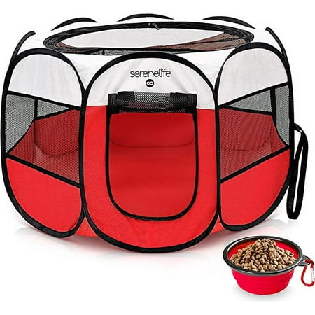 SereneLife 8-Panel Exercise Large Portable Foldable Pet Tent