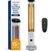 SereneLife Outdoor Electric Patio Heater - 900W Infrared Heater with Remote, Aluminum Reflector, Waterproof Design, IP65 Approved, Quiet Operation, Standing Por