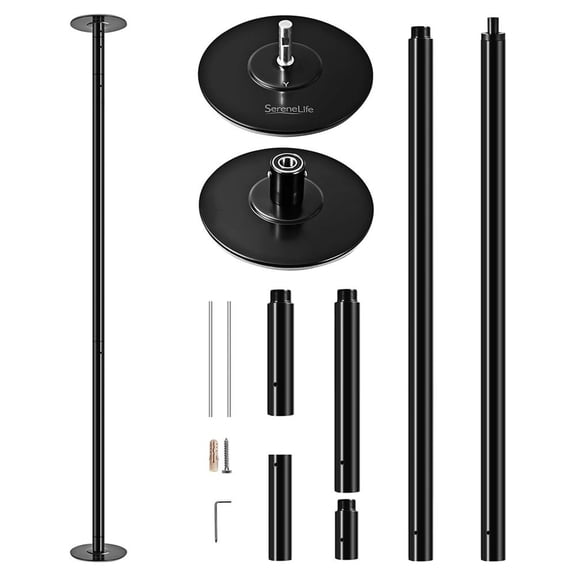 SereneLife Adjustable Connection Professional Upgrade Spinning Dance Pole, Steel Black