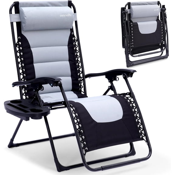 SereneLife Adjustable Zero-Gravity Chair Gray Black