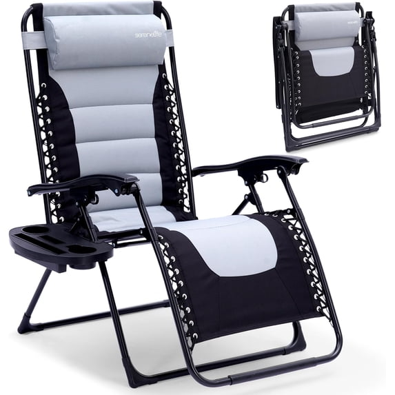 SereneLife Adjustable Zero-Gravity Chair Gray Black