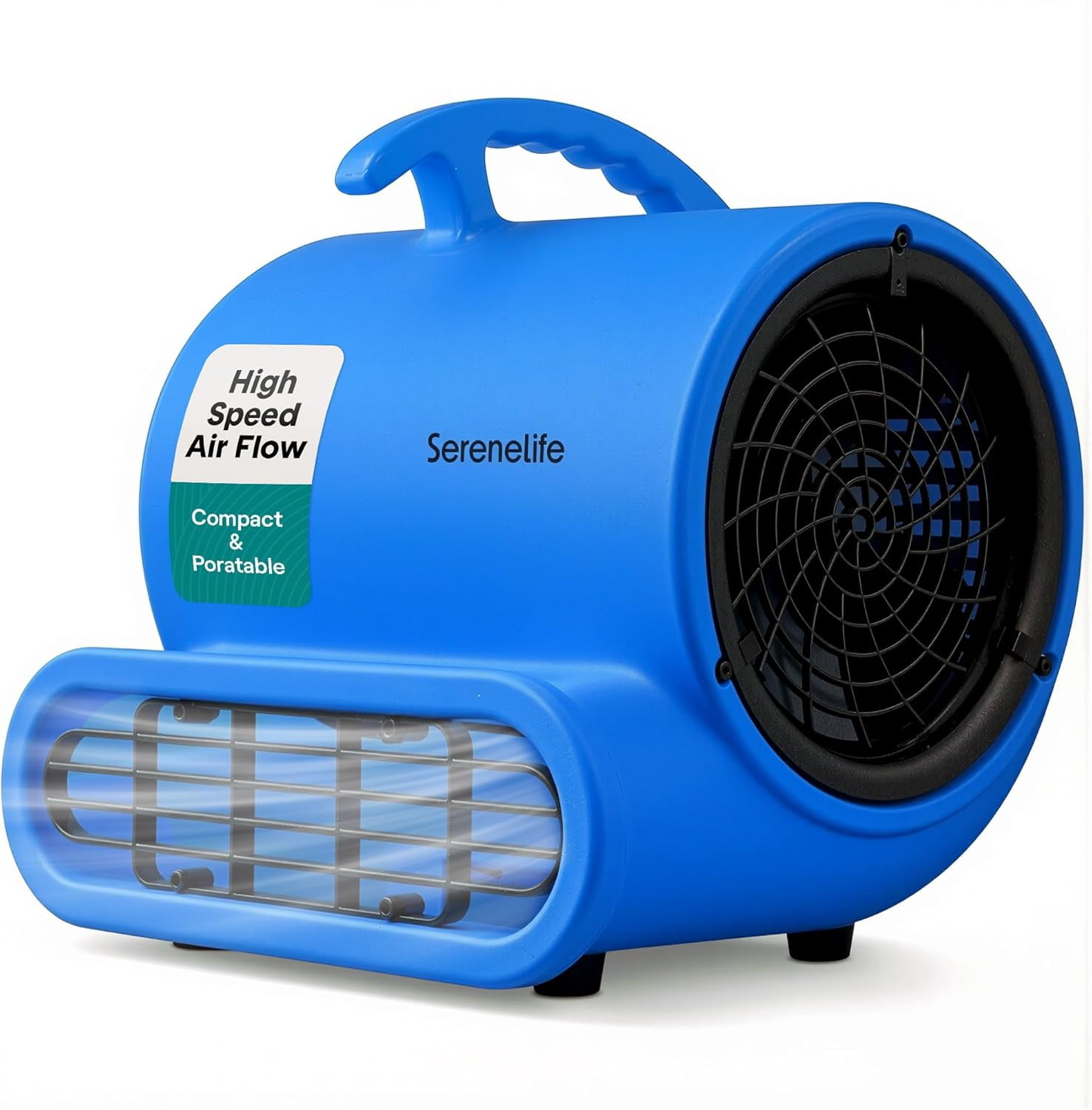 SereneLife Air Mover, 3-Speed Blower Fan with Adjustable Angle,2500 CFM Airflow, Portable Dryer for Ventilation, Circulation, and Drying in Homes, Garages, and Worksites, Blue