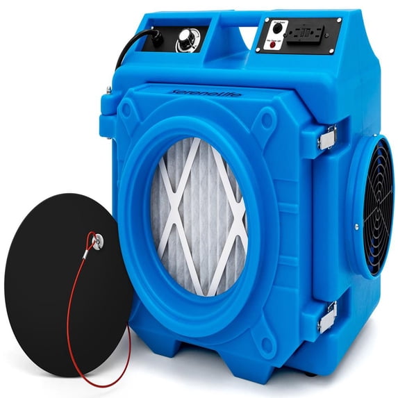 SereneLife Air Scrubber – Commercial HEPA 3-Stage Filtration System with MERV-10, Portable Air Cleaner with Carbon Filter, Adjustable Airflow for Dust & Odor Removal (Blue)
