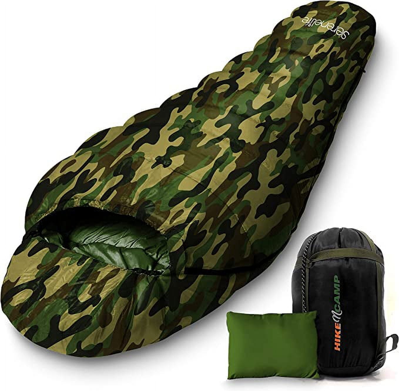 SereneLife Backpacking Sleeping Bag Camping Gear Mummy Sleeping Bag for Adults Teens W Pillow Bag