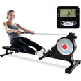 thumbnail image 1 of SereneLife Black Foldable Magnetic Rowing Machine with Bluetooth App Fitness Tracking up to 220 lbs., 1 of 7