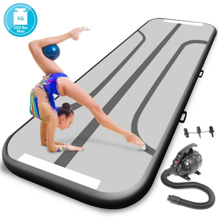 SereneLife Black Inflatable Training Air Mat - Gymnastics & Exercise Floor Tumble Mat (13?+ ft.)