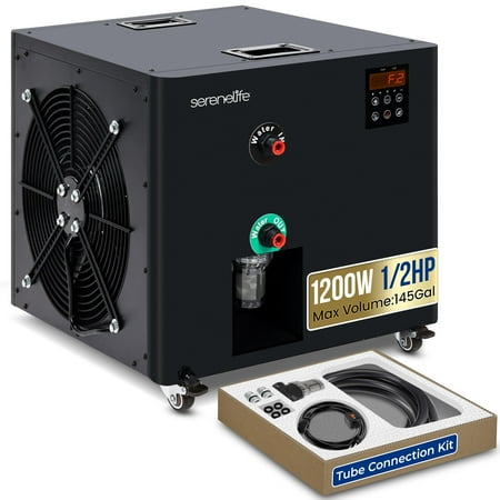 SereneLife Cold Plunge Chiller System - 1/2 HP 1200w, 132 Gal Max Volume Ice Bath Water Chiller with Quiet Design Cooling Refrigeration Compressor