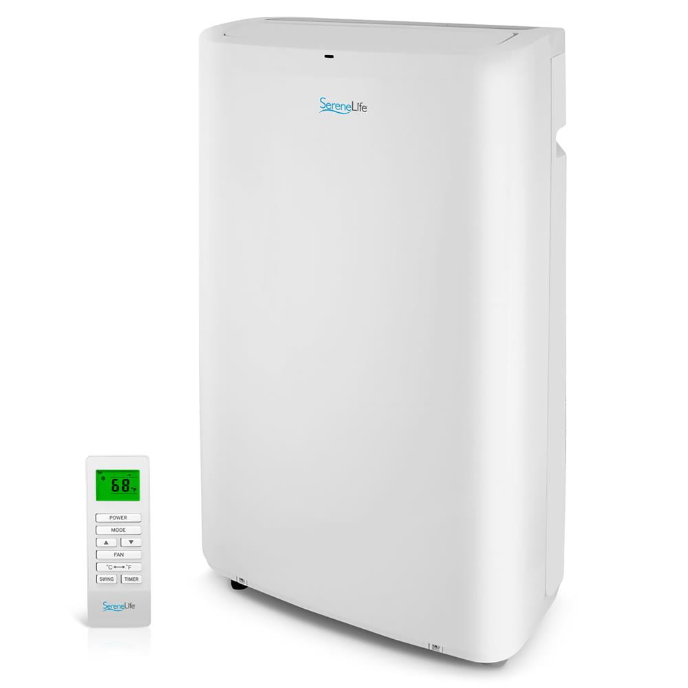 SereneLife Compact Home AC Cooling Unit with Built-in Dehumidifier & Fan Modes, 14,000 BTU, (White)