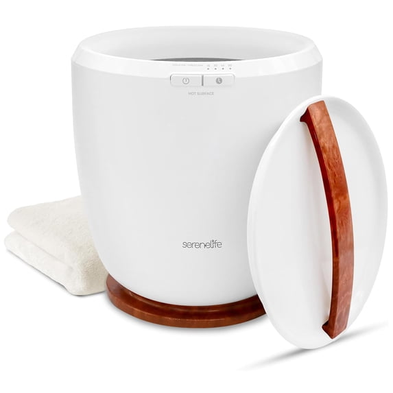SereneLife Counter Towel Warmer Bucket - with Customized Fragrance for Spa and Bathroom, Luxury Towel Heater, Auto Shut Off, Fits 1 Large Towel, Blanket, Bathrobe, PJs (Cherry)