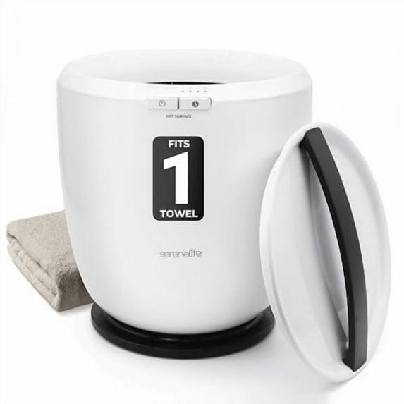 SereneLife Counter Towel Warmer Bucket - with Customized Fragrance for Spa and Bathroom, Luxury Towel Heater, Auto Shut off, Fits 1 large Towel, Blanket, Bathrobe, PJs (Black)