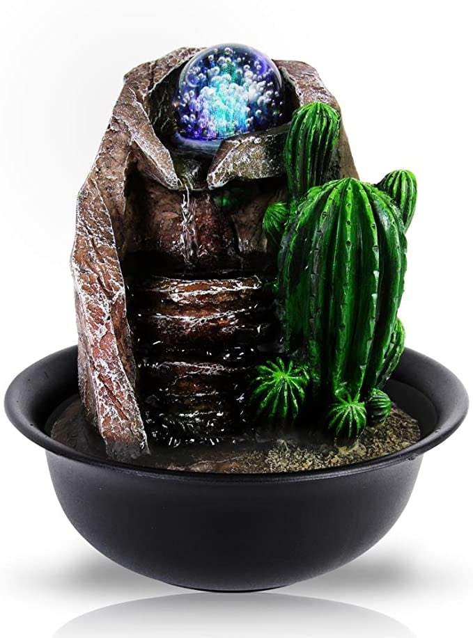 SereneLife Desktop Electric Water Fountain Decor W/ LED Illuminated