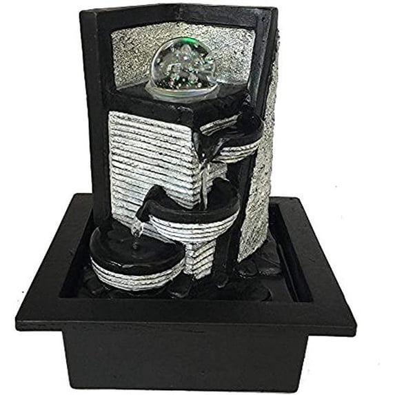 SereneLife Desktop Electric Water Fountain Decor W/ LED Illuminated Crystal Ball Accent 12V Adapter