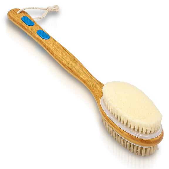 SereneLife Double-Sided Cat and Dog Brush, Pet Grooming Brush with Wooden Handle, Skin-Friendly Pin Brush & Bristle Comb with Massage Particles, 2-in-1 Hair Removal Tool, 17.32"x2.16"x2.36" Inch