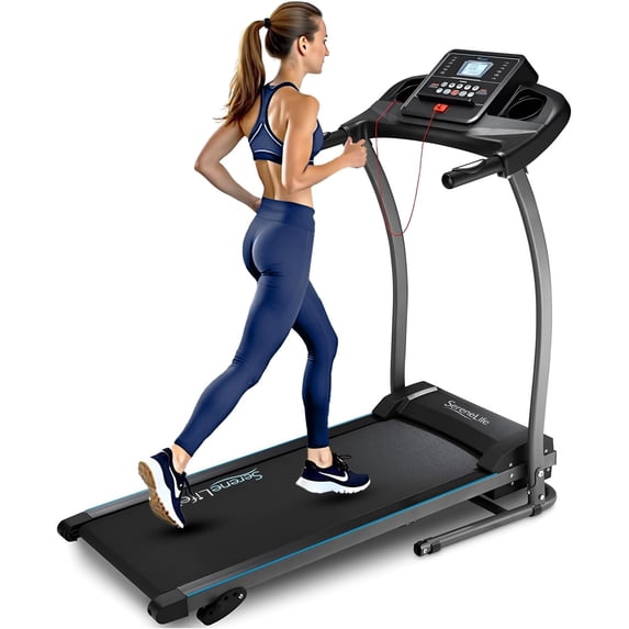 SereneLife Electric Folding Treadmill - Compact Digital Fitness Machine, Bluetooth App Sync, Manual Incline, for Walking & Running Workouts