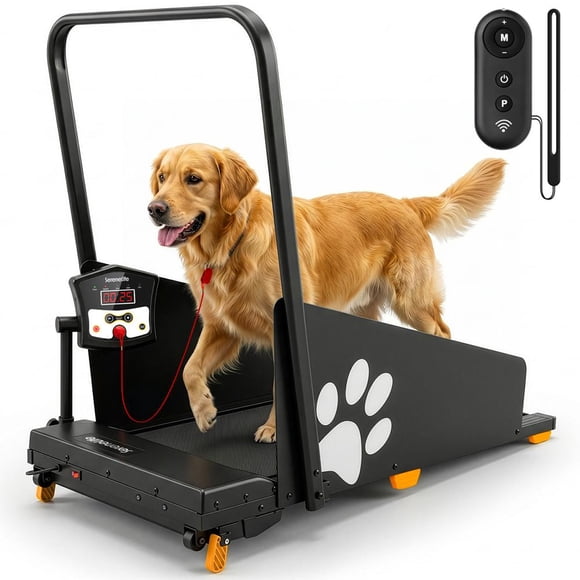 SereneLife Foldable Dog Treadmill with Incline & Remote Control  Indoor Pet Exercise Treadmill with LED Display, Quiet Motor, Shock Absorbing Belt & 0.5-5 MPH Speed