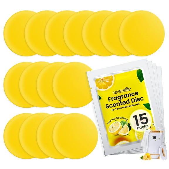 SereneLife Fragrance Disc 15pcs Lemon Scented Fragrance Disc, Suitable for Towel Warmer Buckets Convenient Size Fits in Most Air Freshener Holders Fresh Aroma Stays for 30 to 60 Days