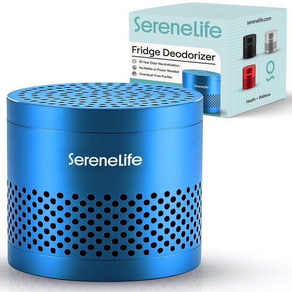 SereneLife Fridge Deodorizer & Odor Eliminator, Multi-Use Refrigerator Deodorizer Aluminum Pod for Freezer, Closet, Car, Shoes & Enclosed Spaces, Compact, Reusable & Lasts Up to 10 Years (Blue)