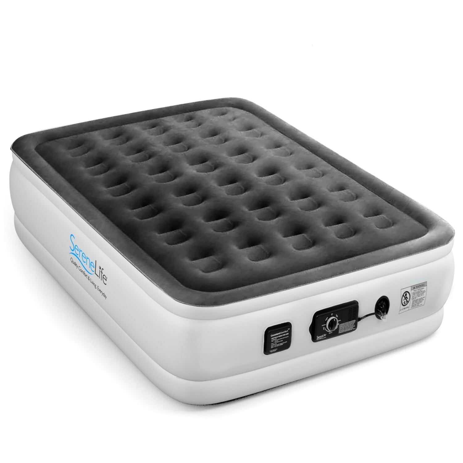 SereneLife Full Size Inflatable Premium Airbed Flocked Mattress w