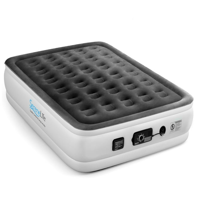 SereneLife Full Size Inflatable Premium Airbed Flocked Mattress w