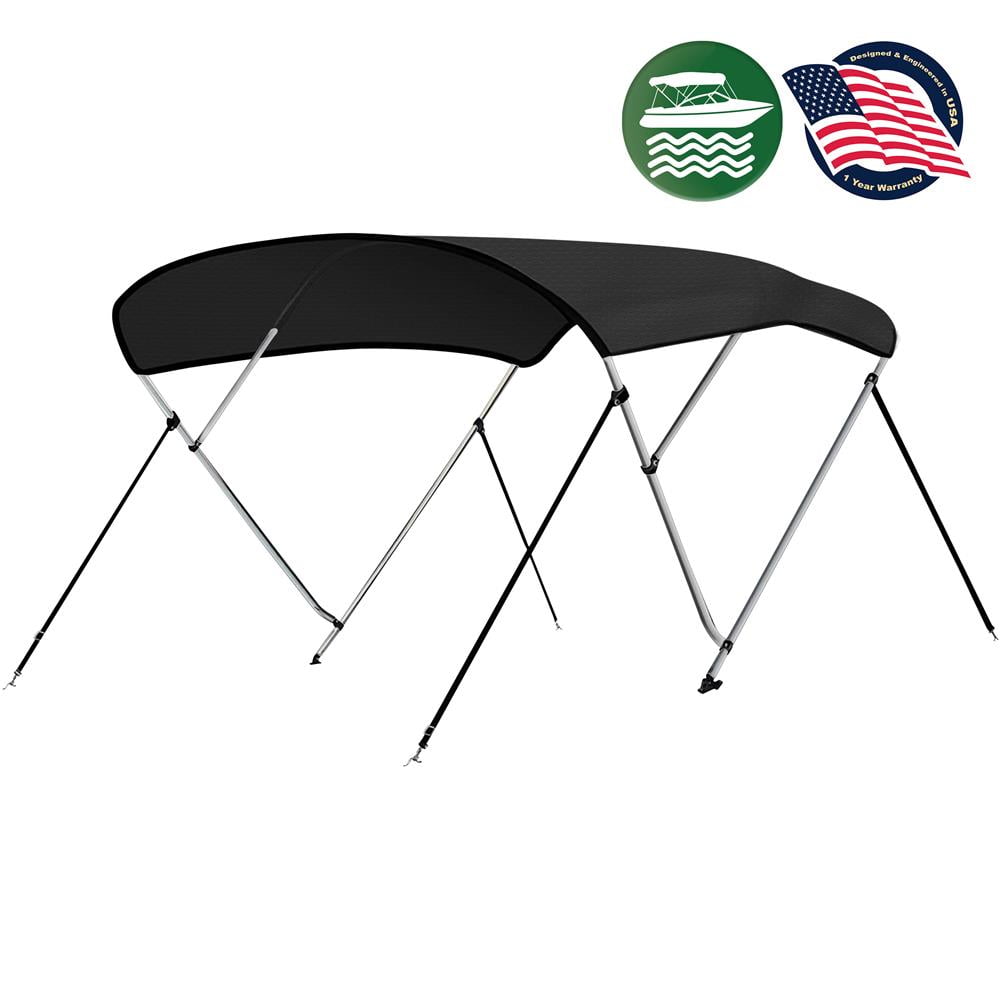 Gray Polyester 4 Bow Bimini Top Boat Cover with Aluminum Frame