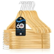 SereneLife Heavy Duty Solid Wooden Hanger Set of 60 with Swivel Hook Design
